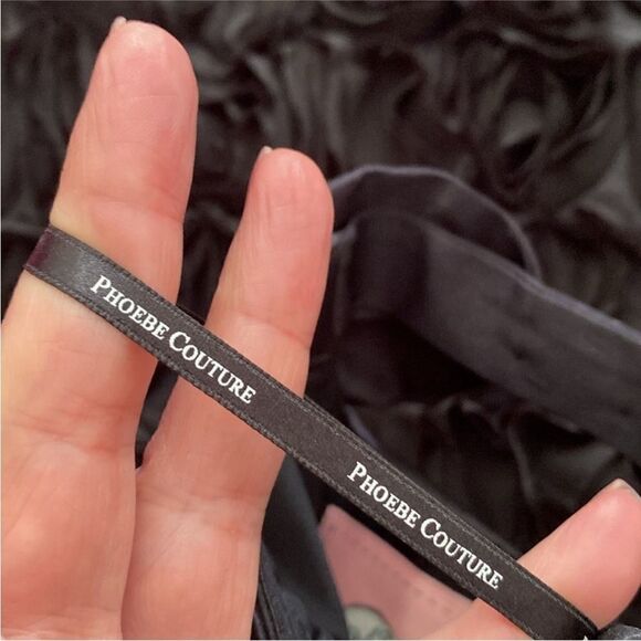 PhoebeElegant Black Strapless Dress with Floral Details, US12 - Picture 9 of 10